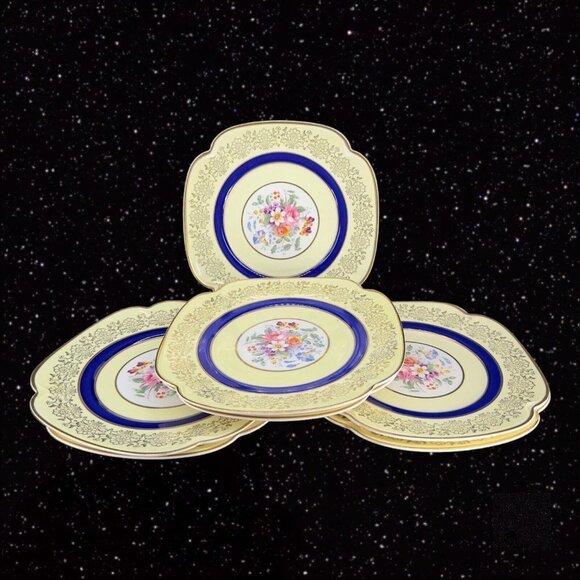 JOHNSON BROTHERS England Pareek Plates Floral Center Set 7 Square Ceramic 7.5"W - Picture 11 of 11